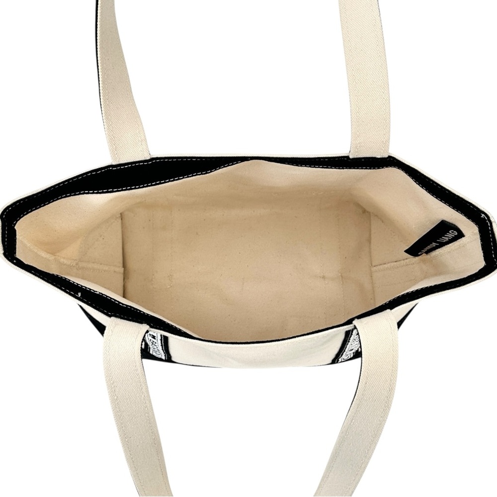 [sold] Sandy Liang x BAGGU Cream Black Canvas Small Shoulder Boat Tote Bag - Picture 10 of 11